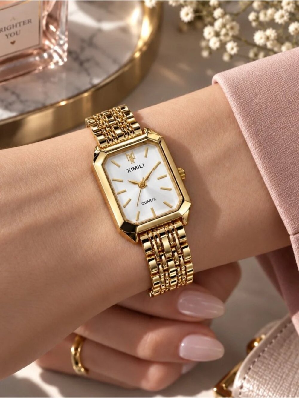 Gold Statement Rectangle Bracelet Watch - women’s jewelry